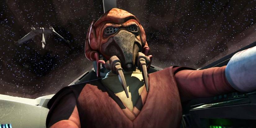 Plo Koon in Star Wars The Clone Wars flying a ship