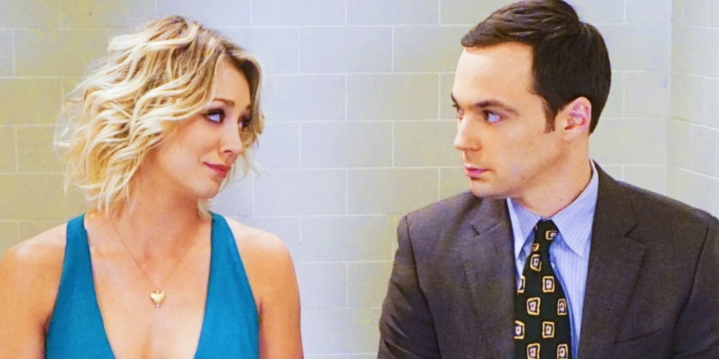 Penny and Sheldon wearing formal dress in The Big Bang Theory