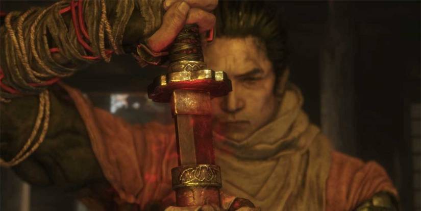 Sekiro drawing the Mortal Blade in Sekiro: Shadows Die Twice.