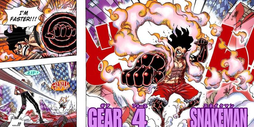 Luffy (Trận chiến giữa Gear 4 Snakeman) và Katakuri - Truyện tranh One Piece màu.
