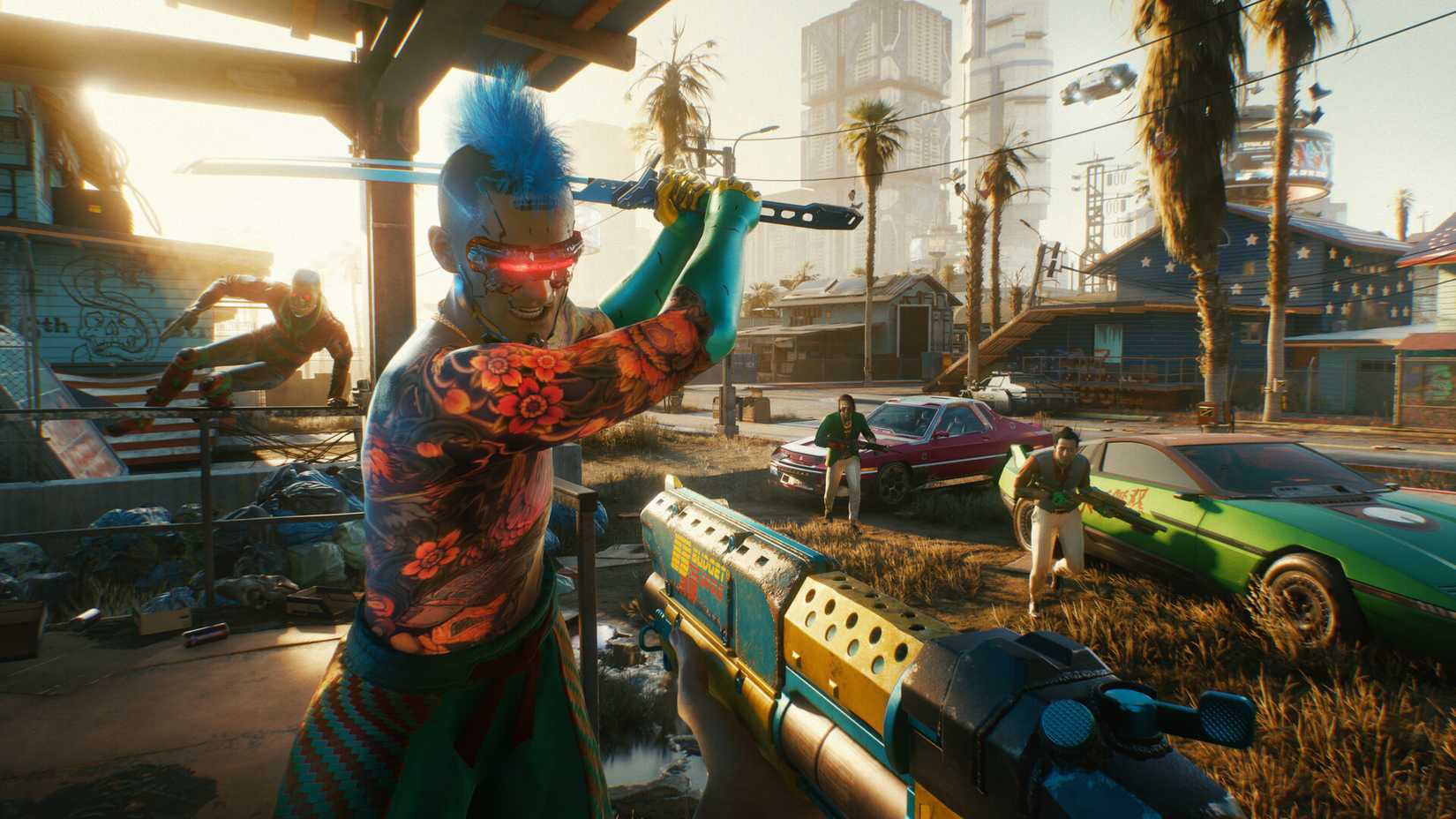 A character wielding a blade in Cyberpunk 2077