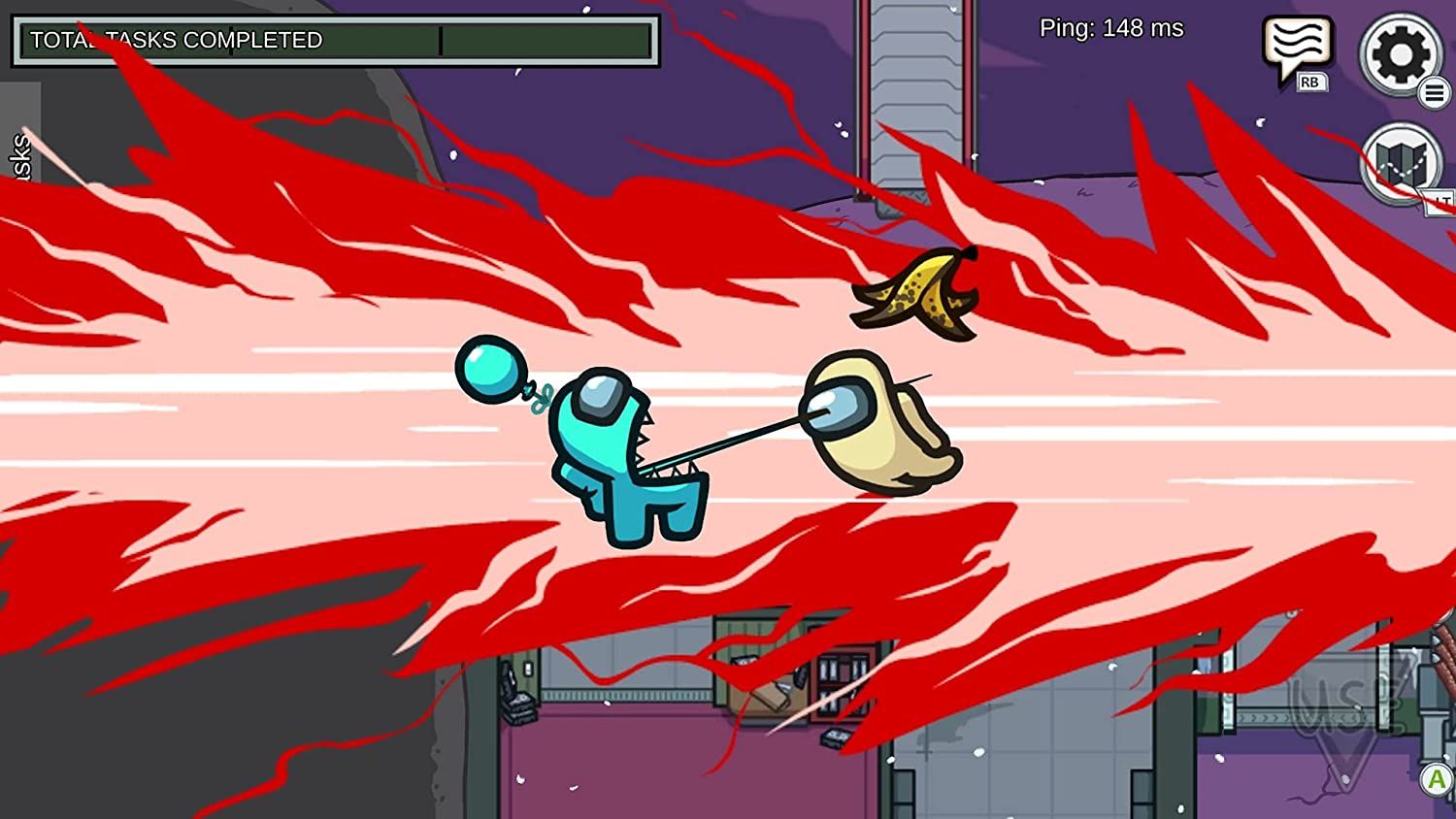 An Among Us character killing another.