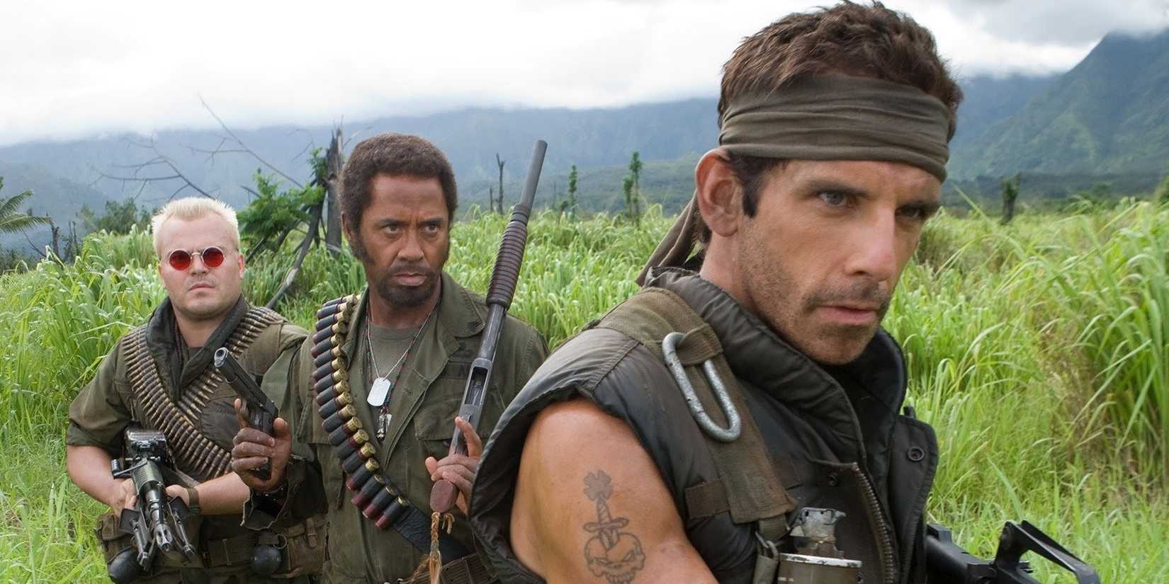 Ben Stiller, Robert Downey Jr. e Jack Black em Tropic Thunder