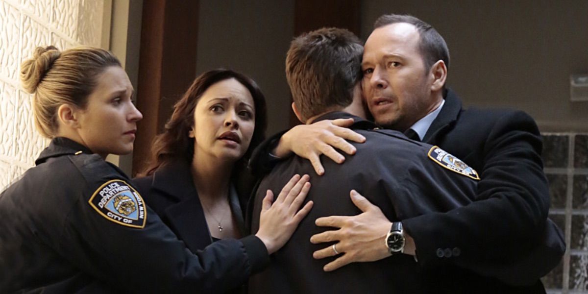 The Reagan family hug from Blue Bloods 