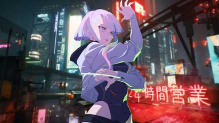 Cyberpunk 2077 landscape with Edgerunners Lucy