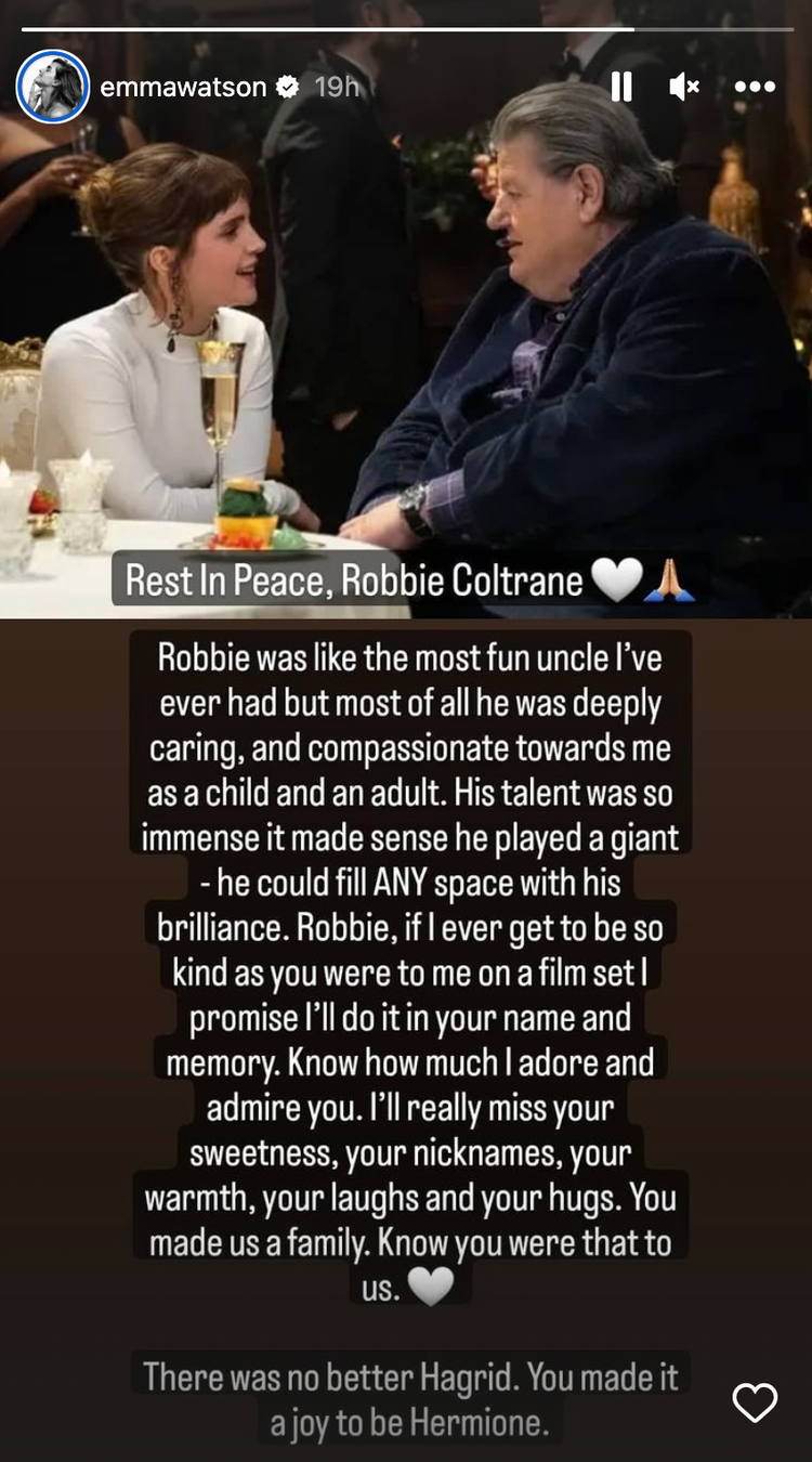 Emma Watson Instagram Story Robbie Coltrane