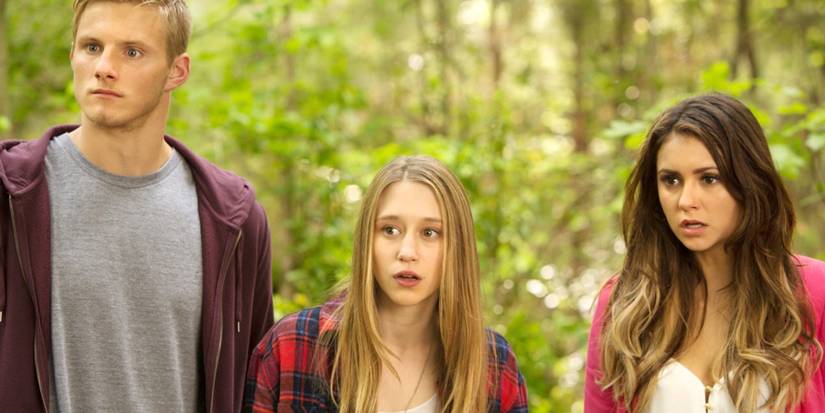 Chris, Max and Vicki looking shocked in Final Girls