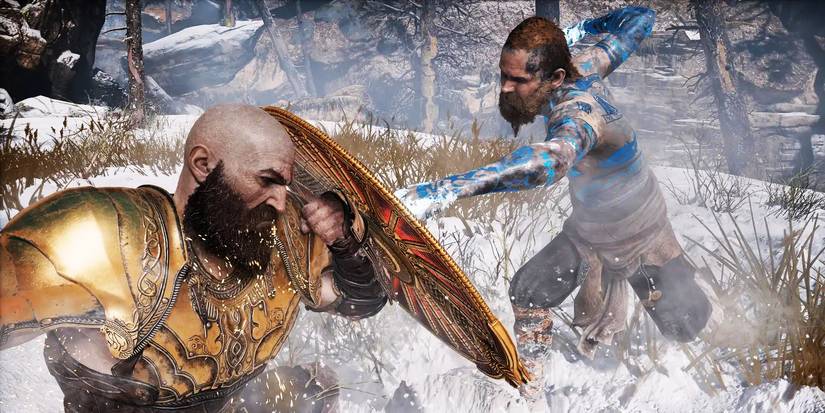 Baldur and Kratos fighting in God of War (2018)