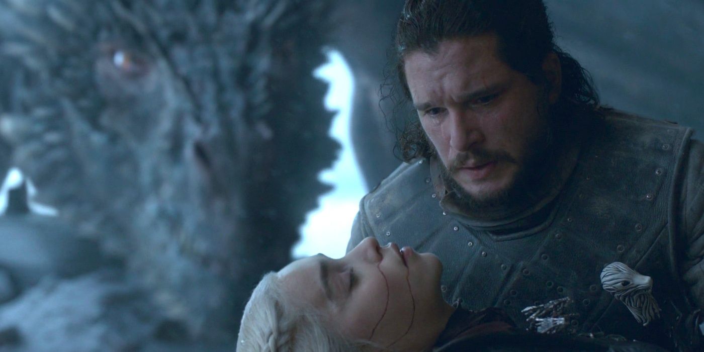 Jon Snow looks at Daenerys' dead body in Game of Thrones season 8 episode 6