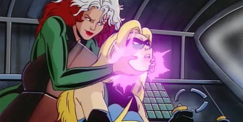 Rogue steals Ms. Marvel's powers in the X-Men Animated Series.