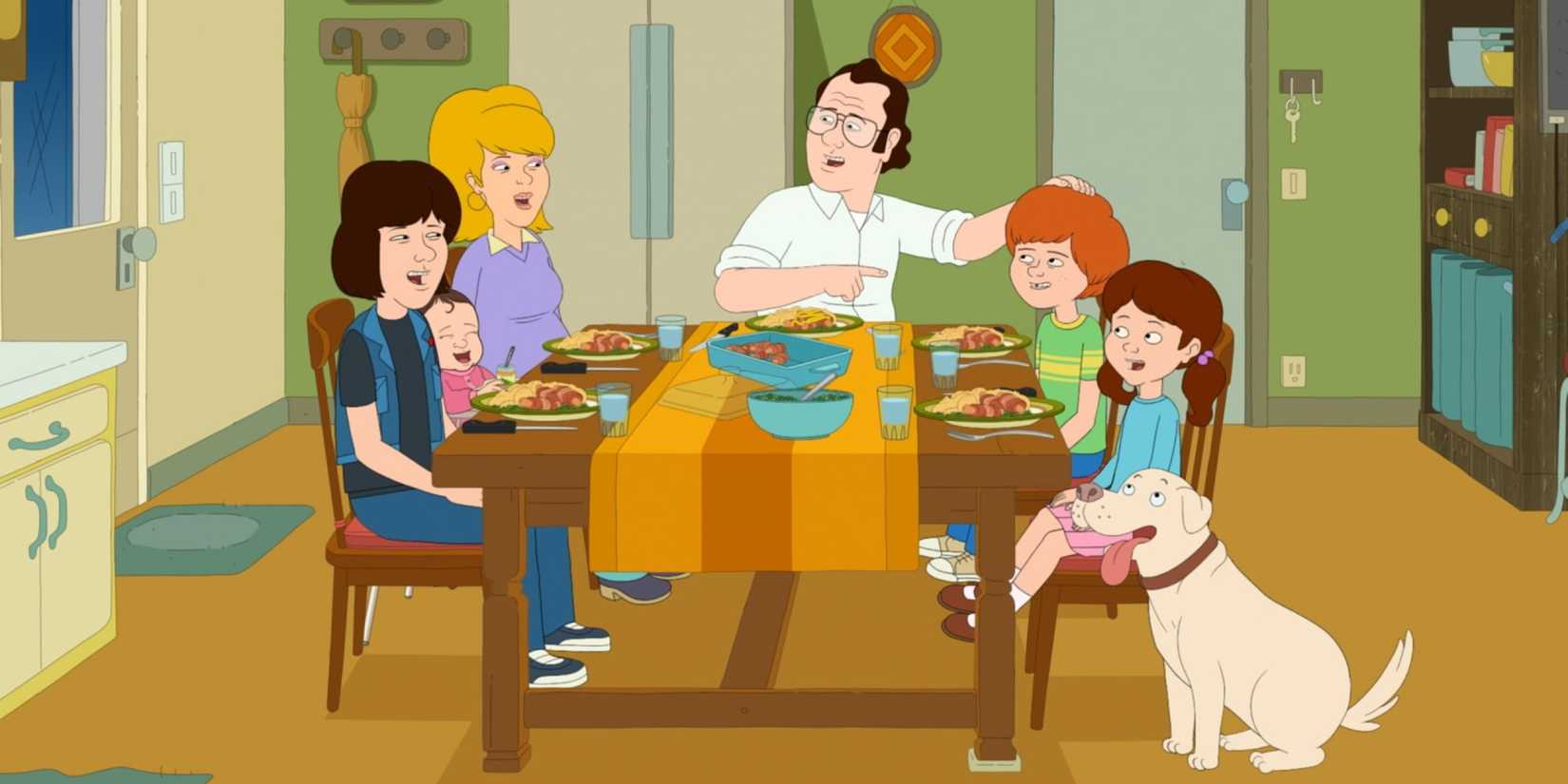 The Murphys eating dinner in F is for Family