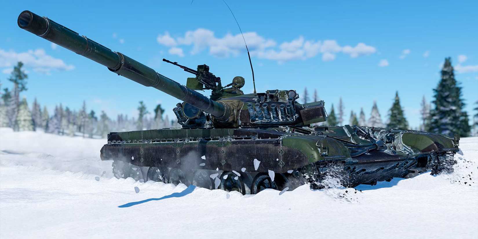 A tank driving through snow from War Thunder's Finland expansion