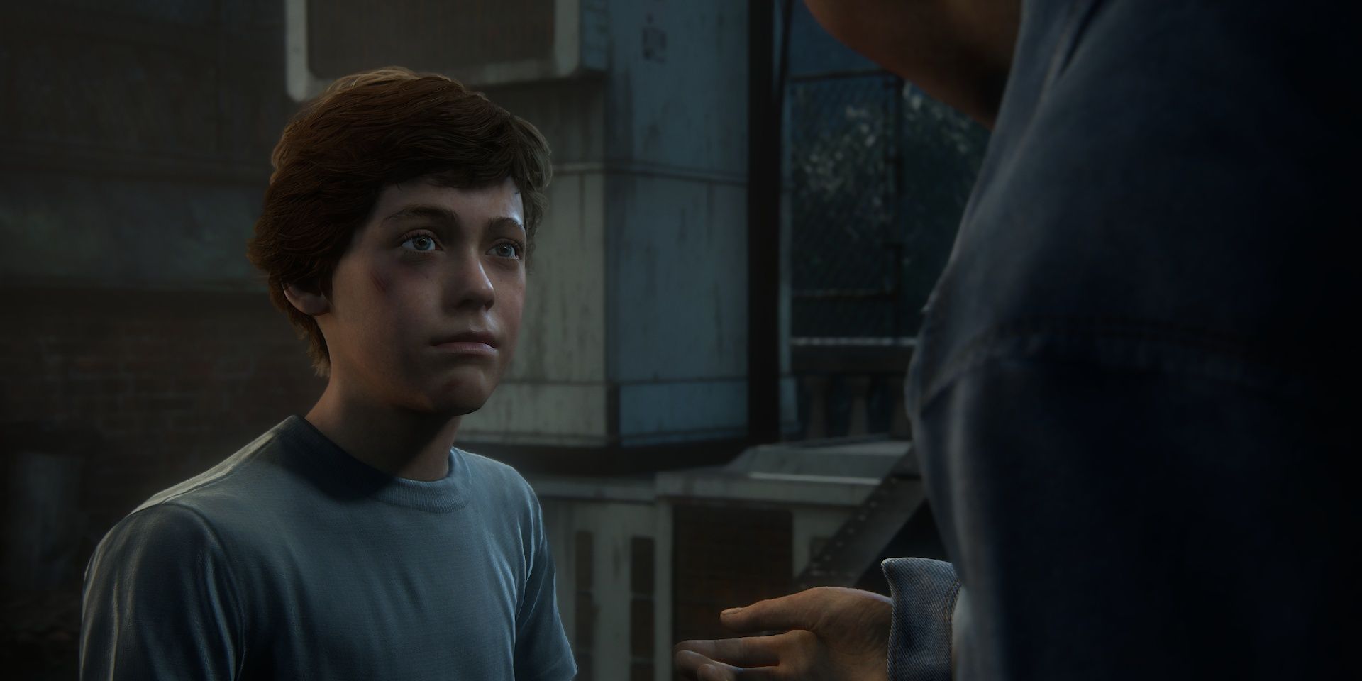 Young Nathan Drake looking at his brother in Uncharted 4 