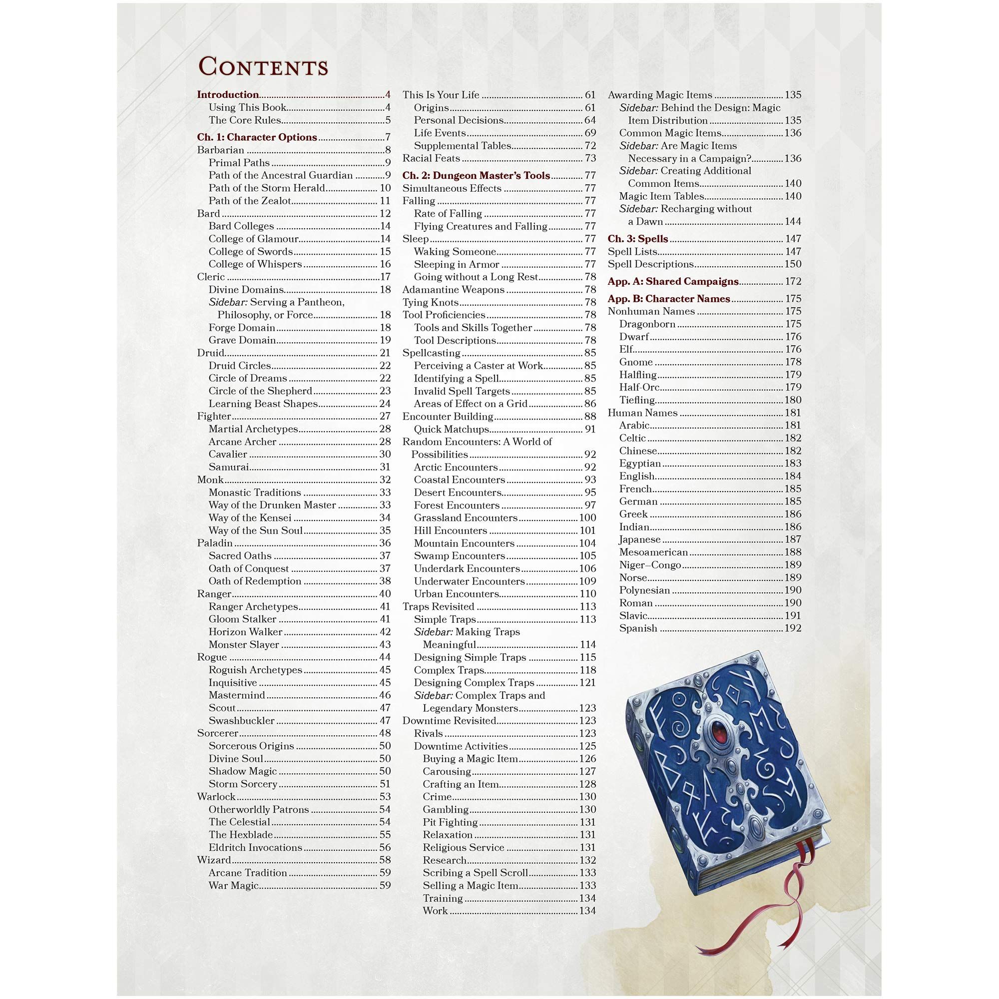 best dungeons and dragons books xanthar's guide table of contents
