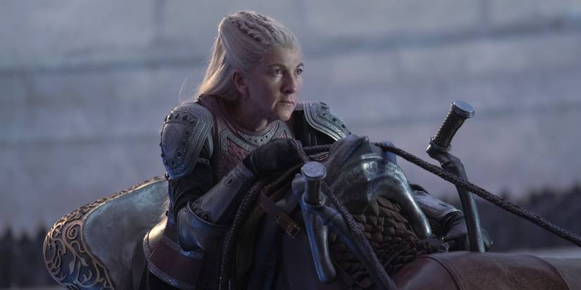 Rhaenys riding her dragon in House of the Dragon