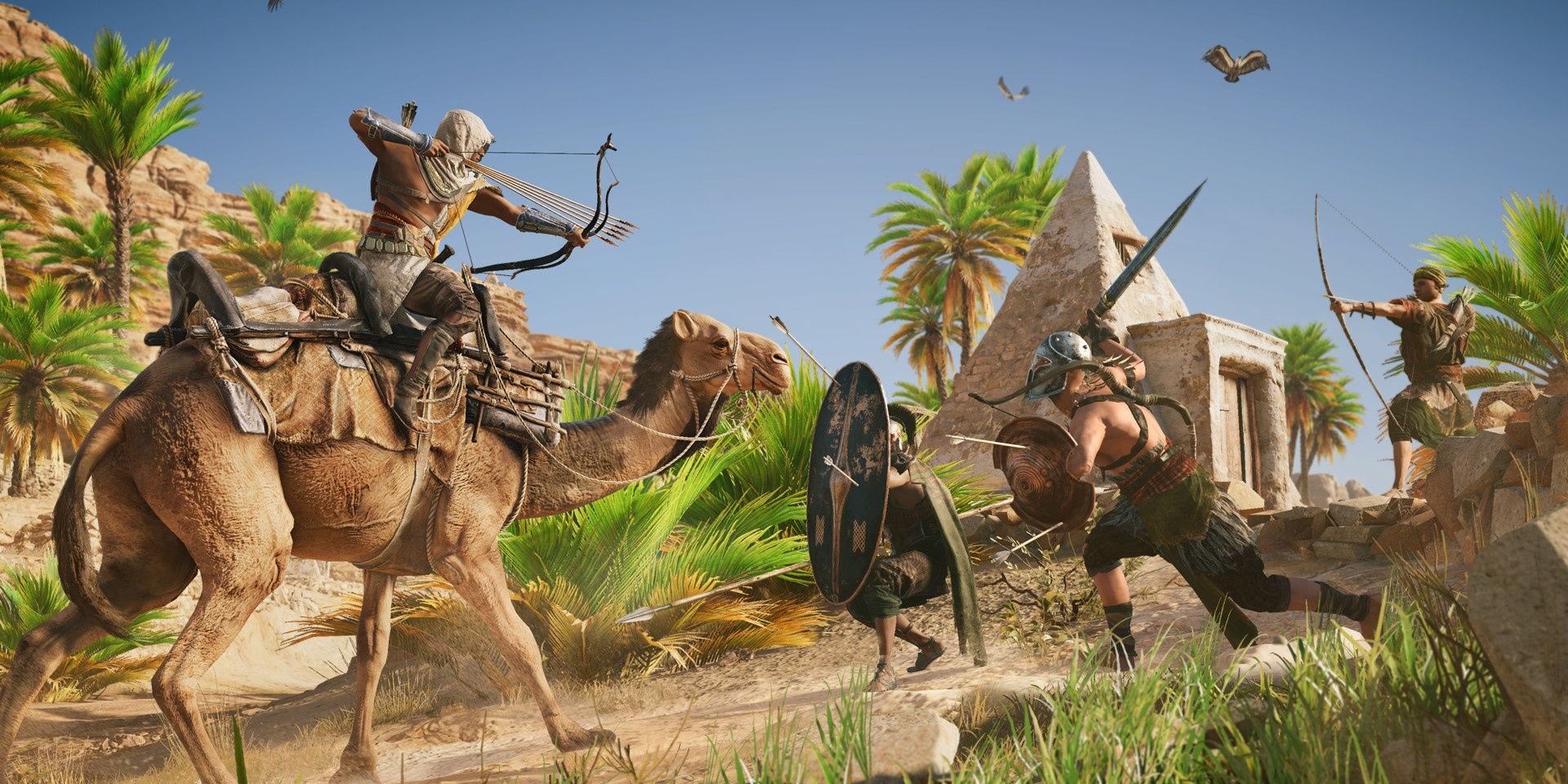Bayek in azione in Assassin's Creed Origins