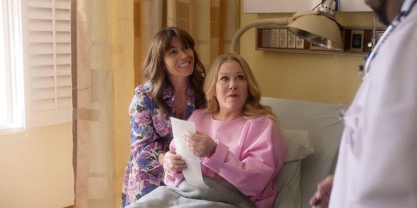 Christina Applegate and Linda Cardellini in hospital in Dead to Me season 3 