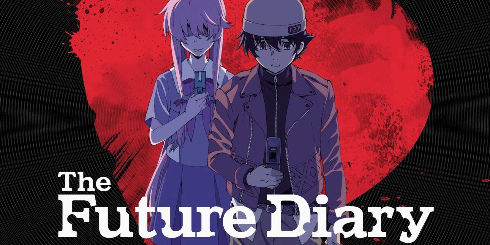 Yuno Gasai and Yukiteru Amano from Future Diary standing side by side.