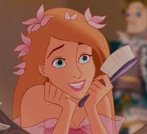 Enchanted: Animated Giselle looking into mirror