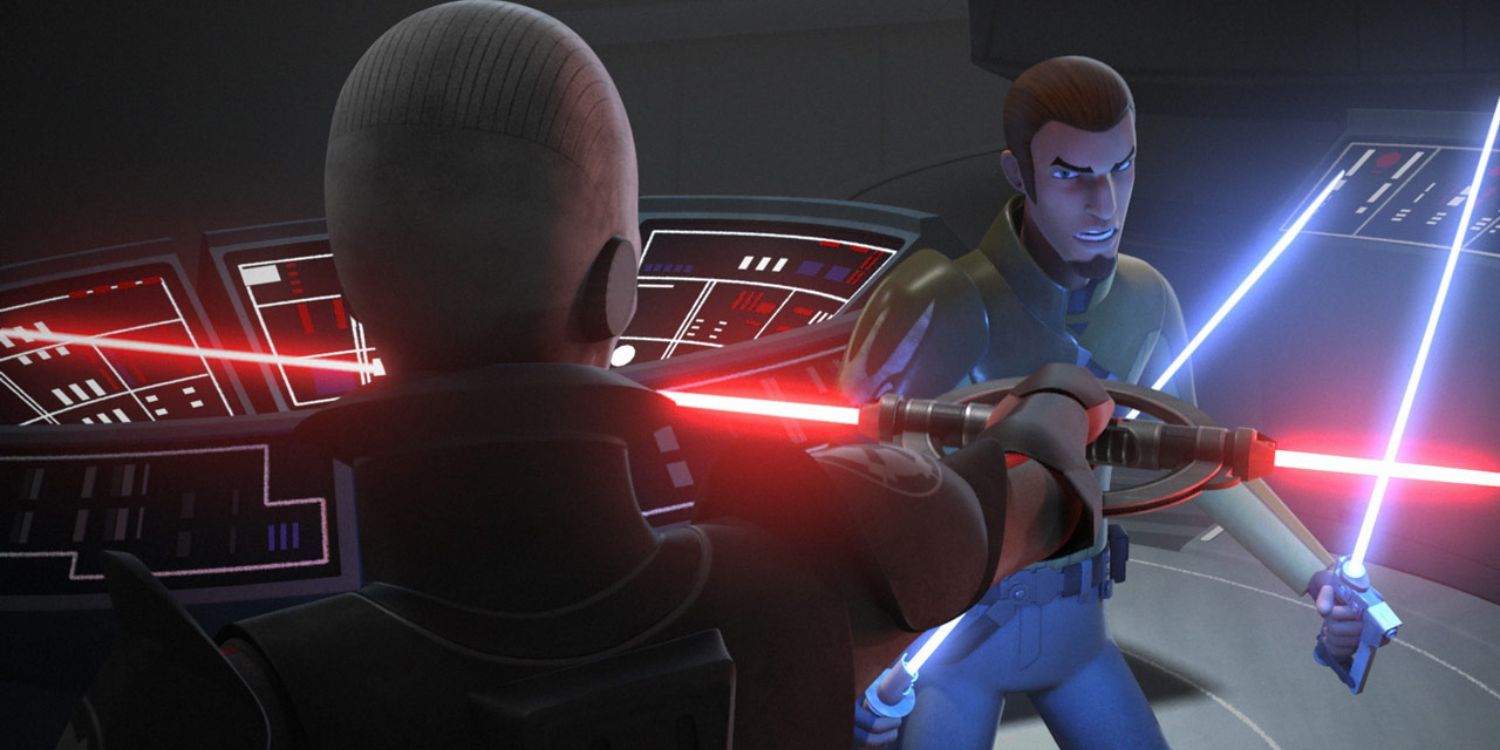 Kanan Jarrus fighting The Grand Inquisitor in Rebels