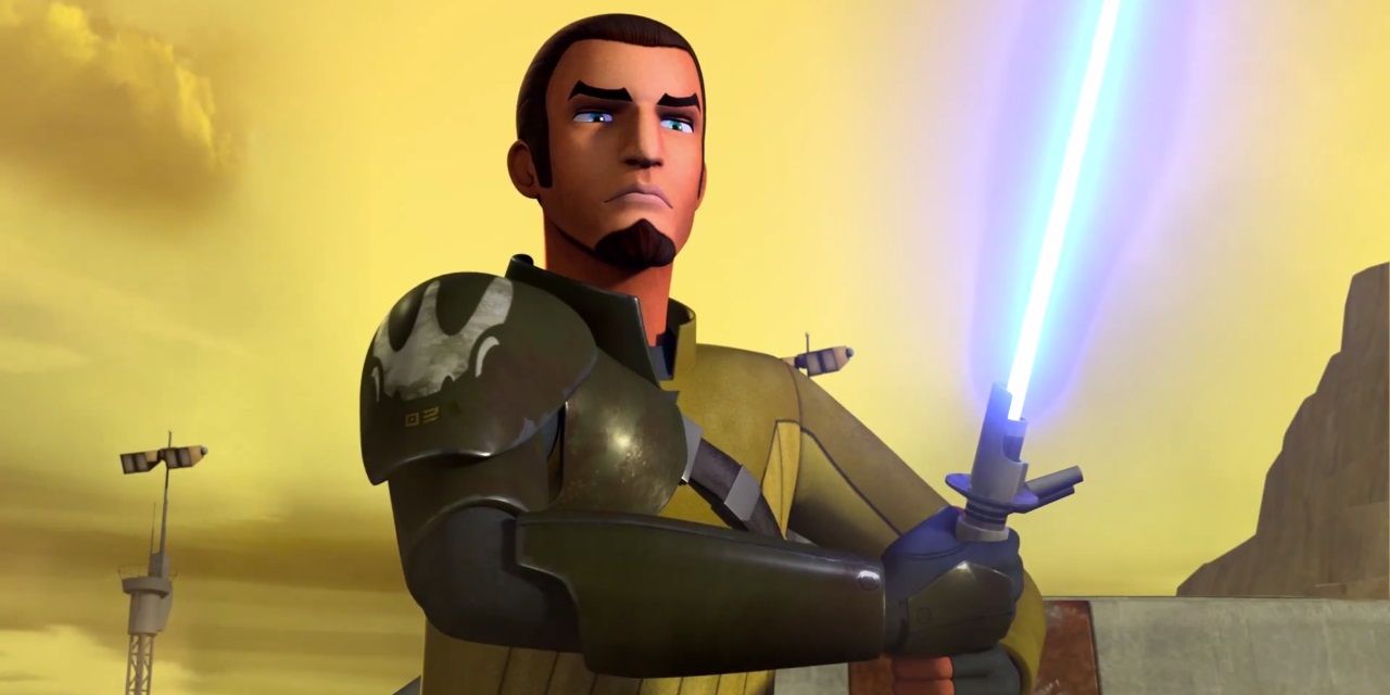 Kanan Jarrus with a lightsaber in Star Wars Rebels.