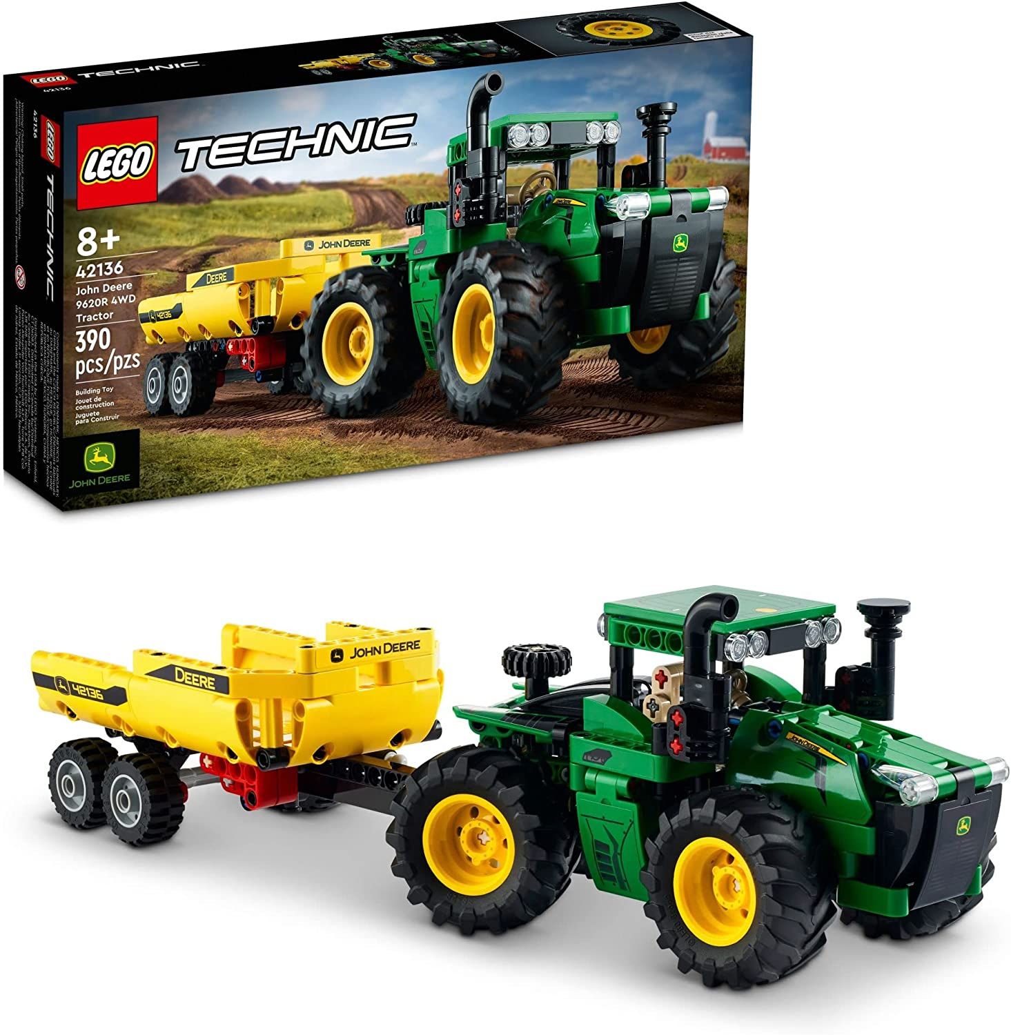 LEGO Technic John Deere 9620R 4WD Tractor 42136 Building Toy Set (390 Pieces) 1