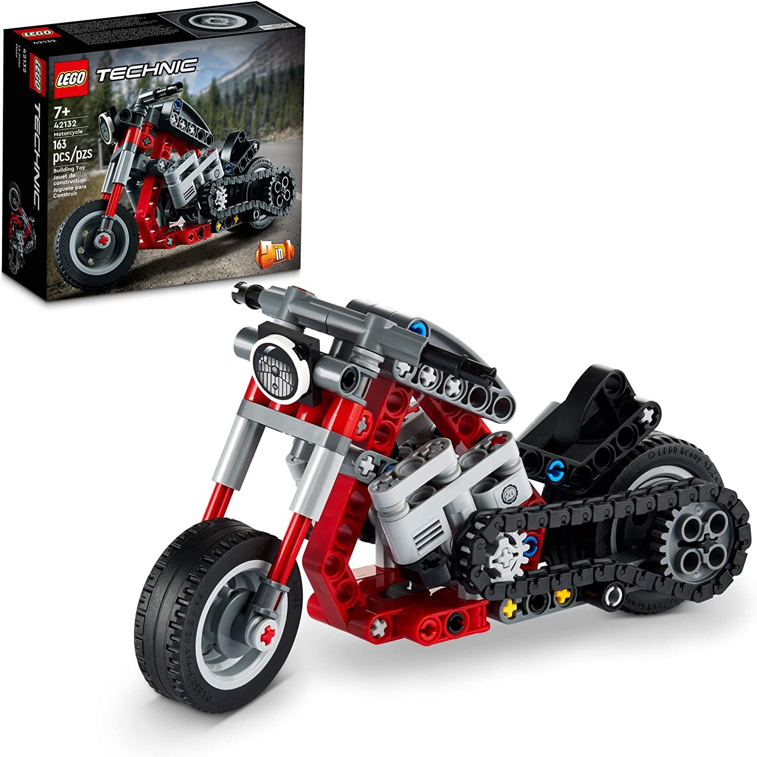 LEGO Technic Motorcycle 42132 Building Toy Set for Kids (163 Pieces) 1