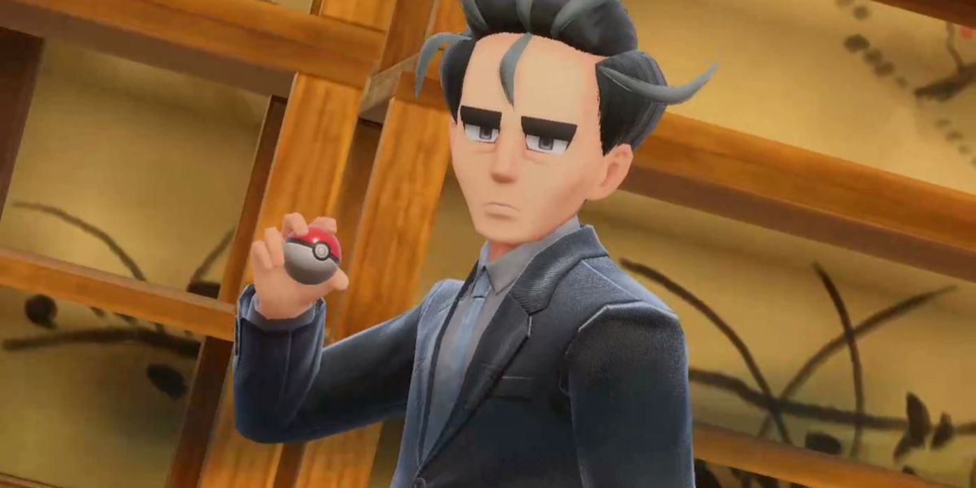 Larry holding a Pokeball and looking serious in Pokémon Scarlet & Violet