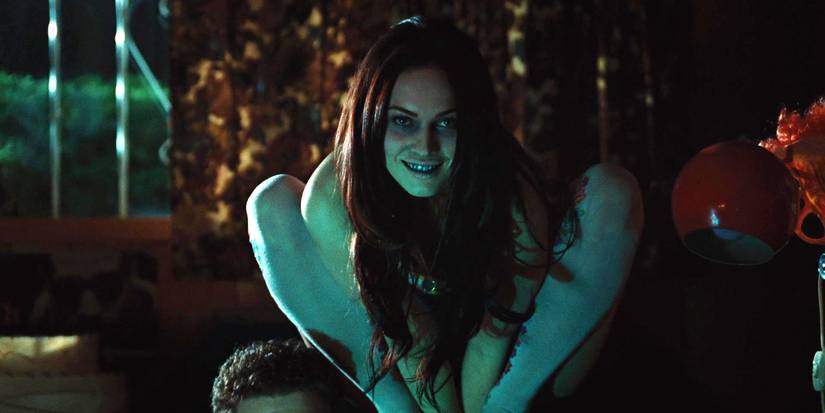 Megan Fox's demonic Jennifer grins in a scene from horror movie Jennifer's Body.