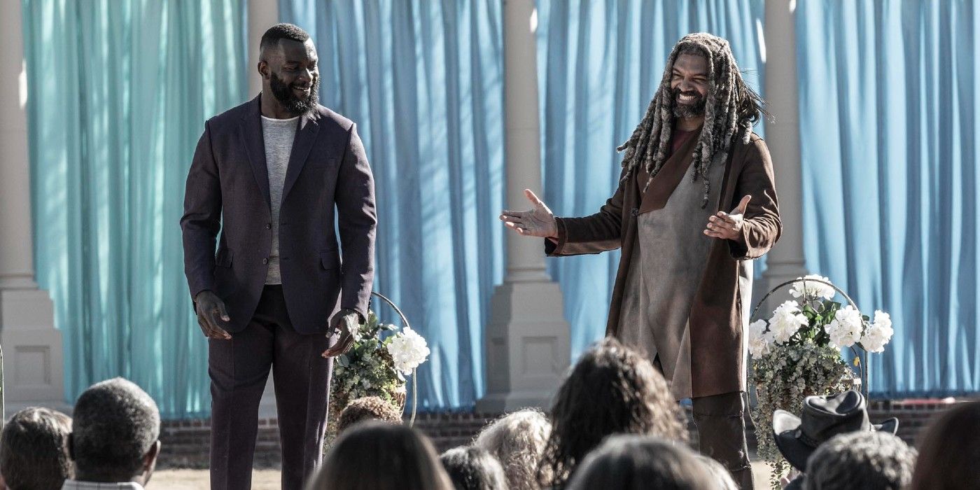 Michael James Shaw as Mercer and Khary Payton as Ezekiel in Walking Dead finale.