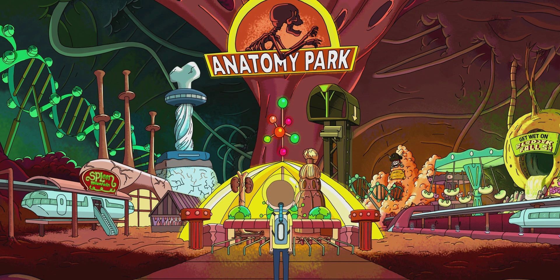 Morty visiting Anatomy Park in the Rick and Morty episode "Anatomy Park."