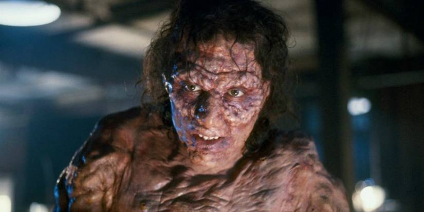 Jeff Goldblum's Seth Brundle in the midst of his transformation in The Fly