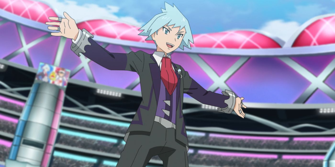 Steven Stone at one of the Pokémon stadiums.