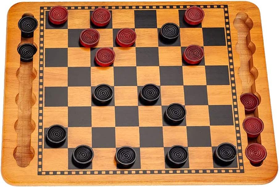We classic wooden checkers game