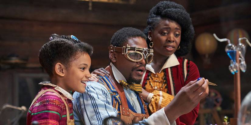 Young Jeronicus And Jessica Invent Something In His Lab In Jingle Jangle: A Christmas Journey