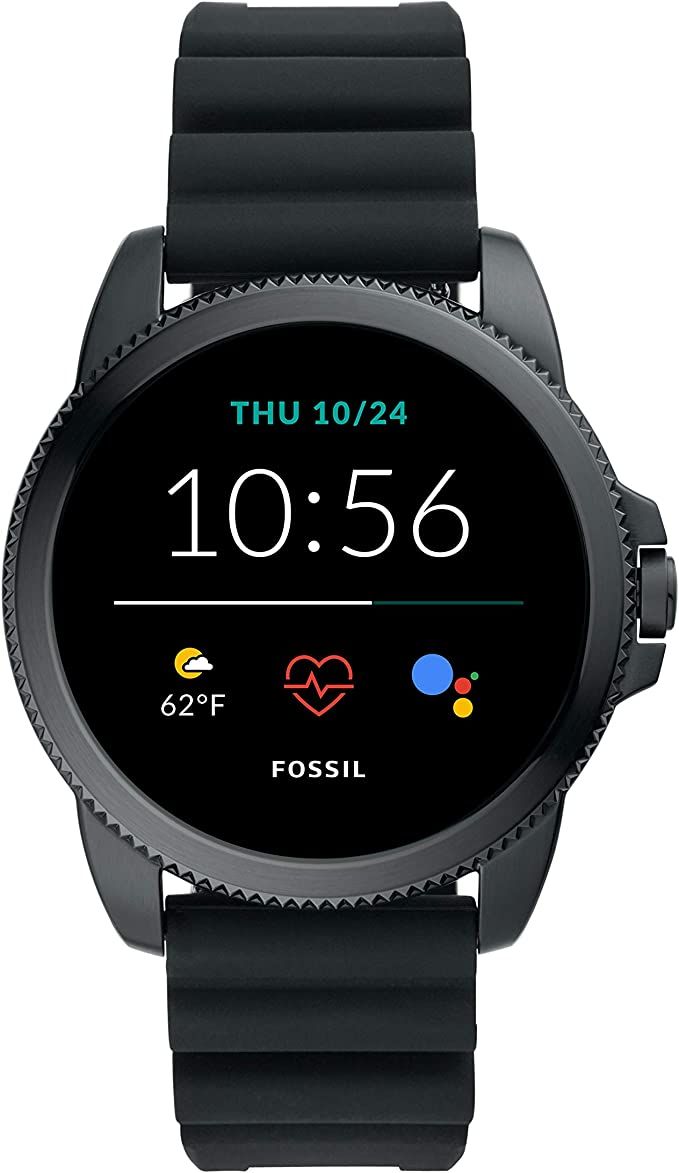 Fossil 44mm Gen 5E Stainless Steel and Silicone Touchscreen Smart Watch with Heart Rate 1