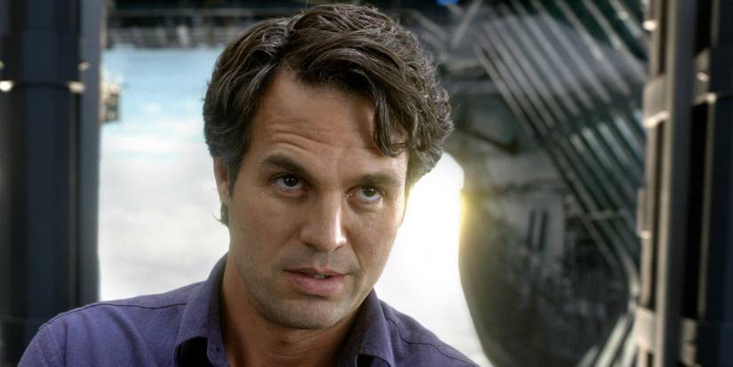 Bruce Banner looking past the camera on the Helicarrier in The Avengers