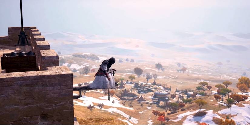 Juzi perched on a Viewpoint in the Assassin's Creed Jade trailer