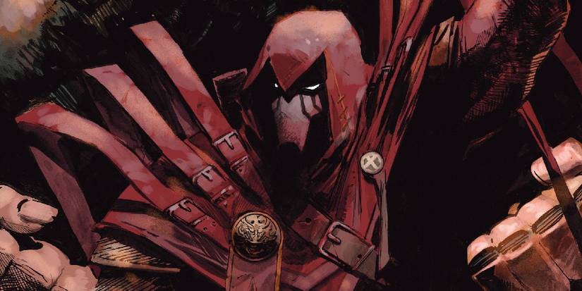 Azrael em seu traje vermelho nos quadrinhos da DC