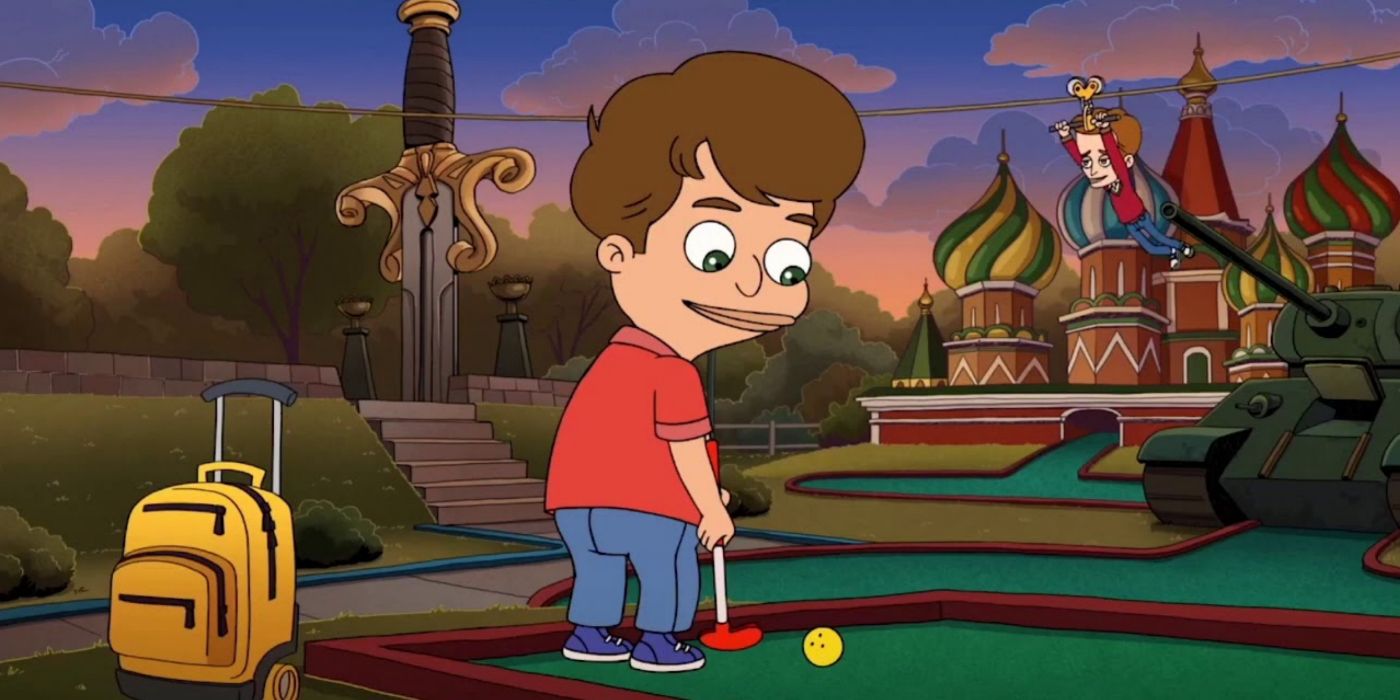 Caleb playing mini golf on Big Mouth