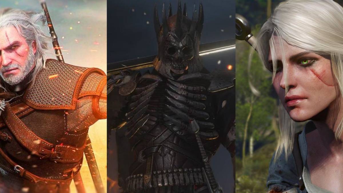 A split image of Geralt, Eredin, and Ciri in the Witcher 3.
