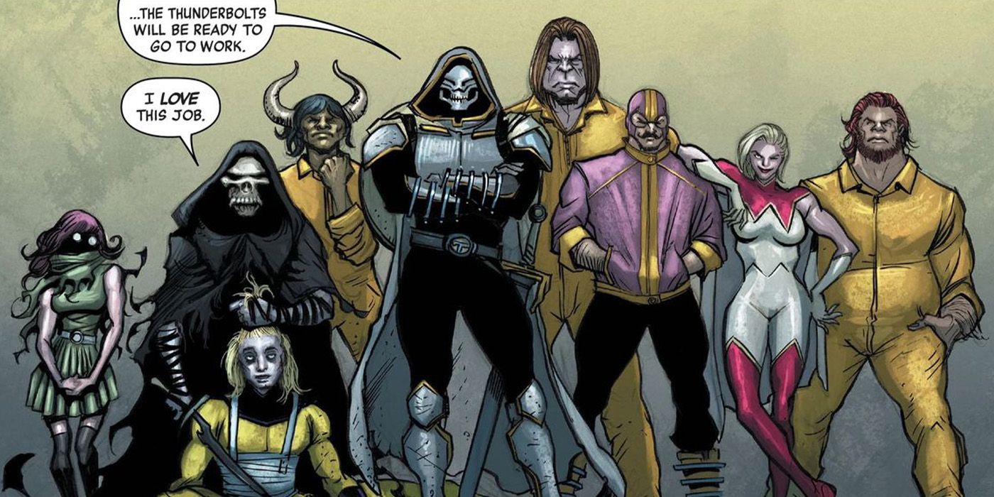 Os Thunderbolts nos quadrinhos da Marvel.
