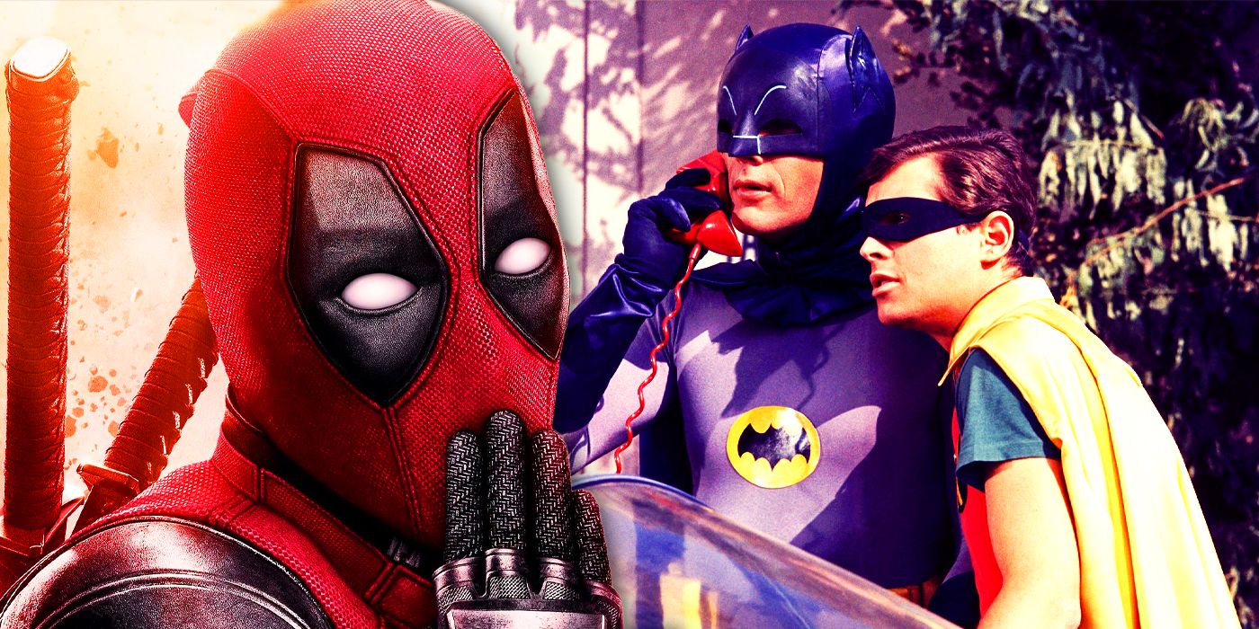 Ryan Reynolds Deadpool next to Batman 66 Adam West and Burt Ward