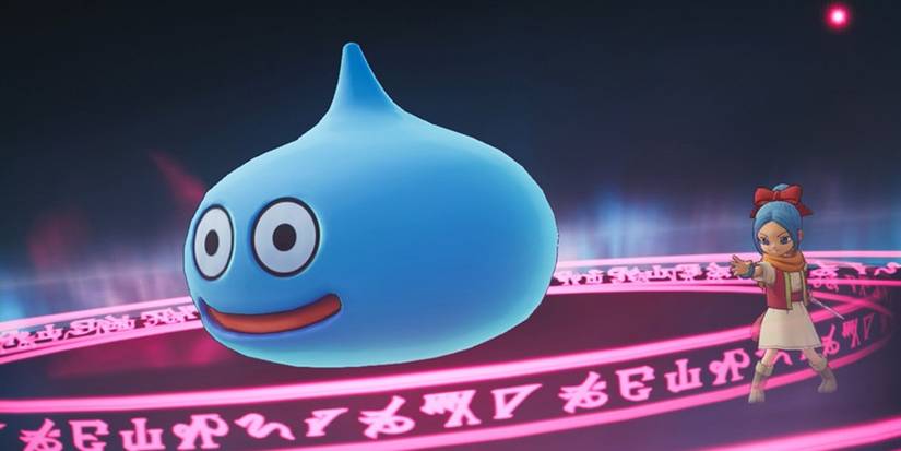 DQ Treasures Wild Side Slime в бою рядом с Мией