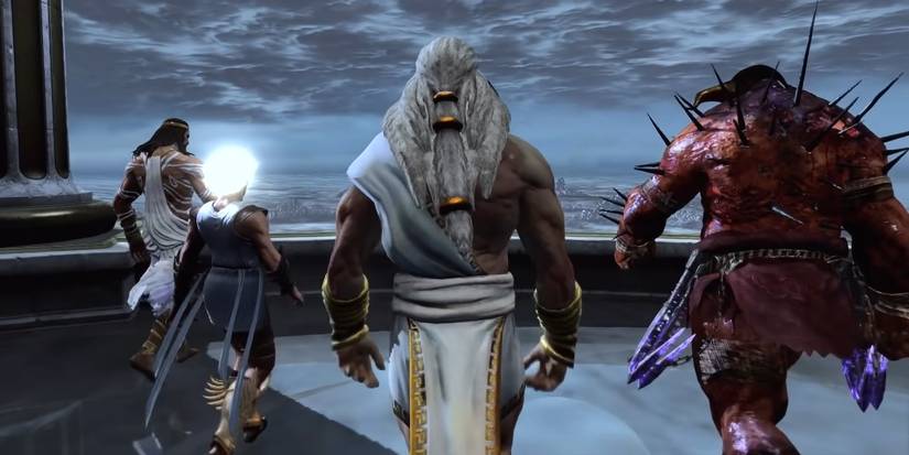 God of War 3's Poseidon, Hermes, Zeus and Hades in God of War III.