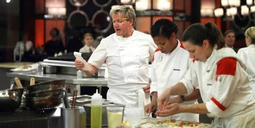 Hell's Kitchen Season 10: Gordon Ramsay reads an order off to two chefs