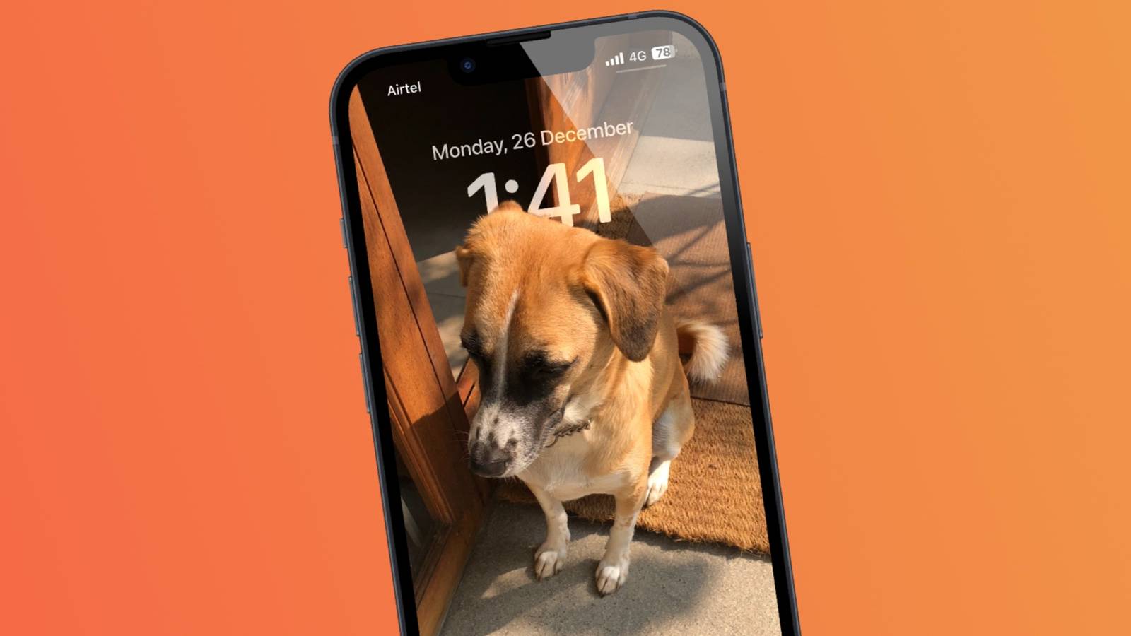 apple lock screen time behind photo