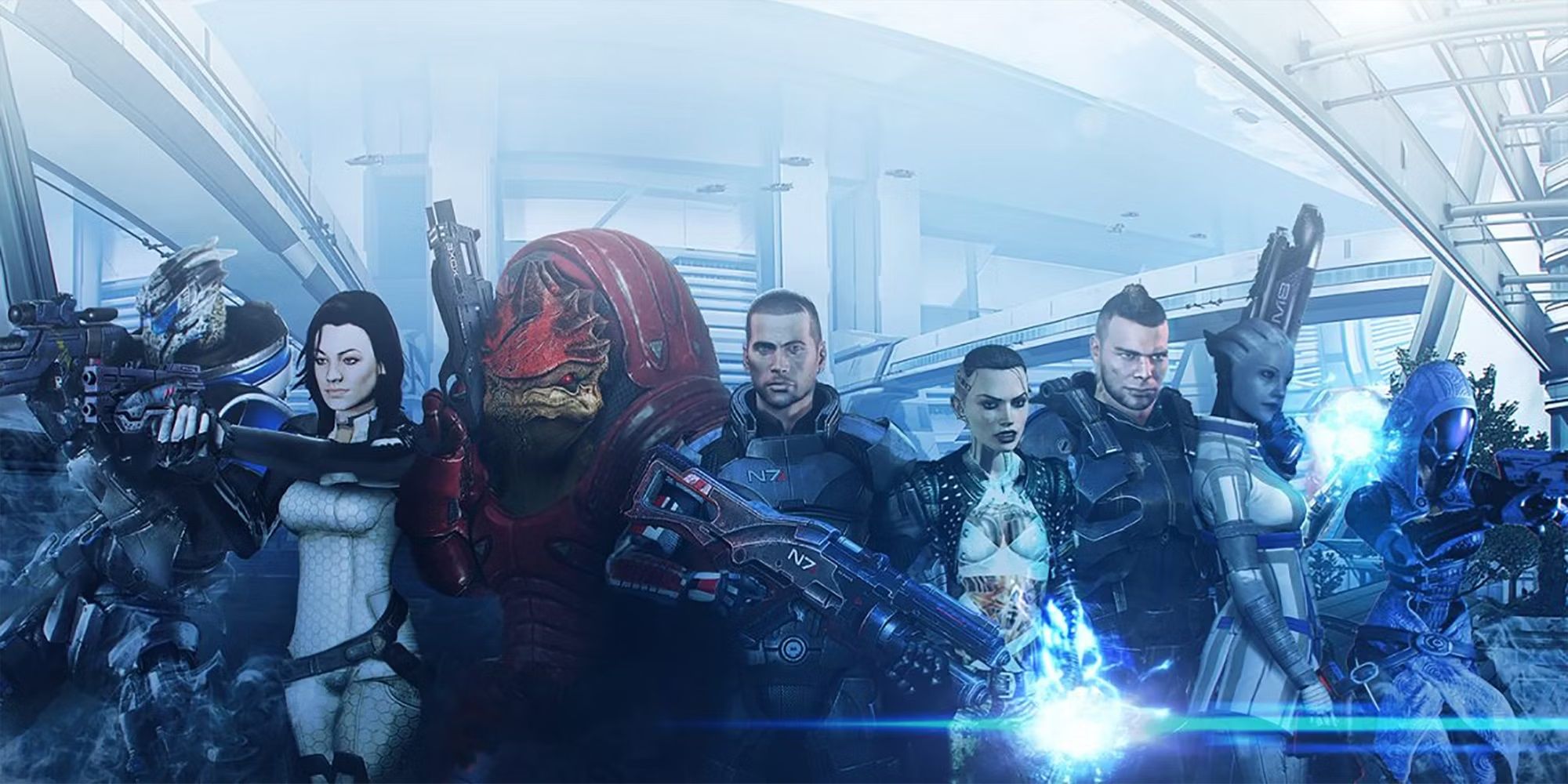 Mass Effect 3 Citadel DLC Normandy crew including Wrex, Liara, Tali and Garrus among other crewmembers