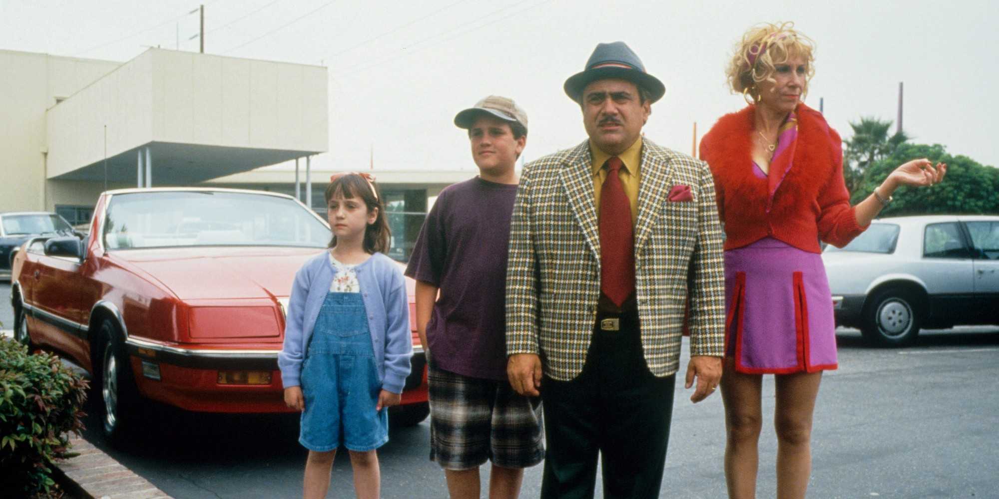 Matilda and the Wormwood Family in a parking lot