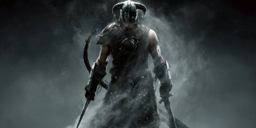 The Dragonborn wears his Norse-inspired armor in Skyrim promo art.